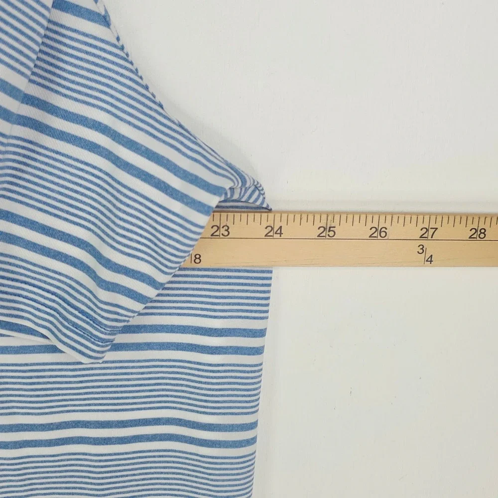 Southern Tide Mens XL Blue White Striped Performance Stretch Short Sleeve Polo